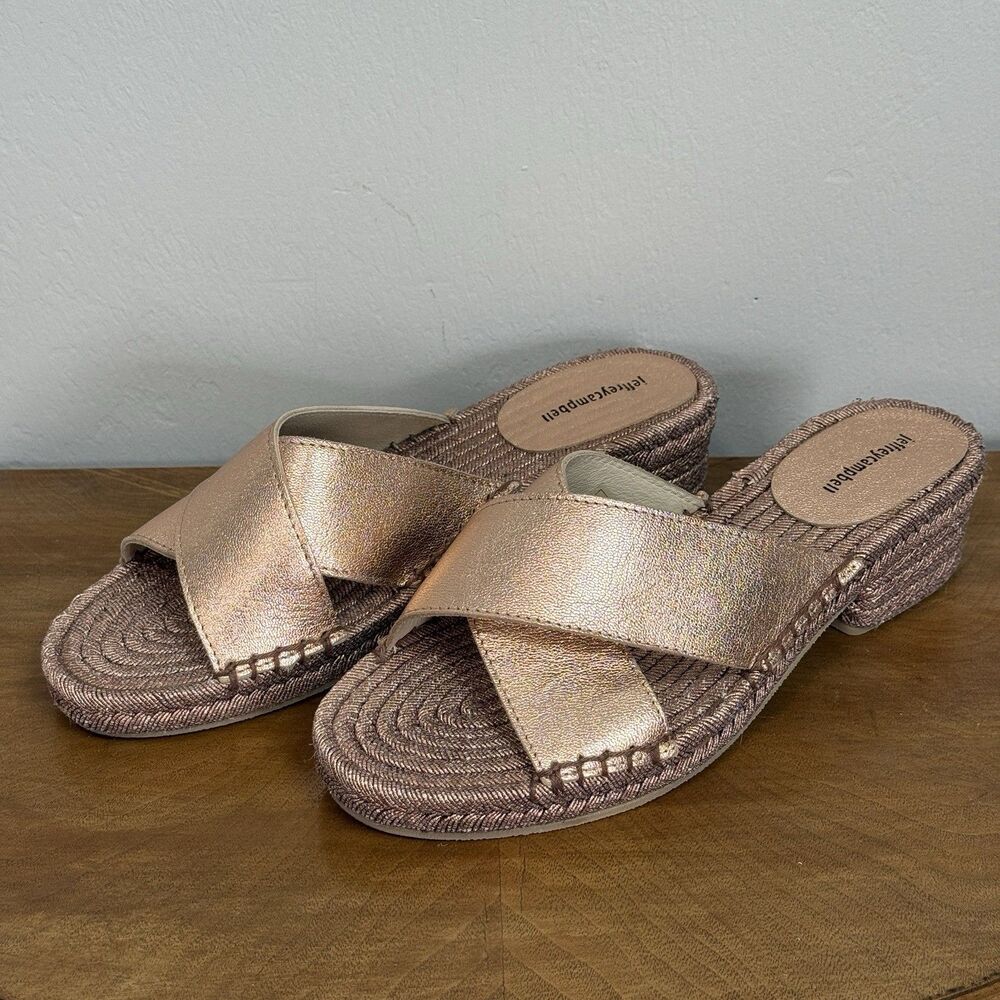 Jeffrey Campbell Monada Espadrille Slide Sandal Womens US8 /EU39 Rose Gold Beach